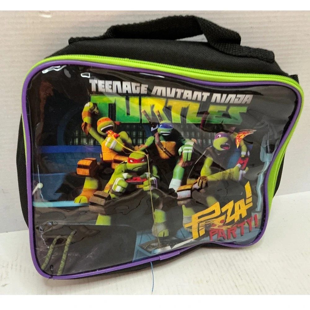 Nickelodeon TMNT Lunch Bag Pizza Party Graphic Insulated Black Green Kids OS